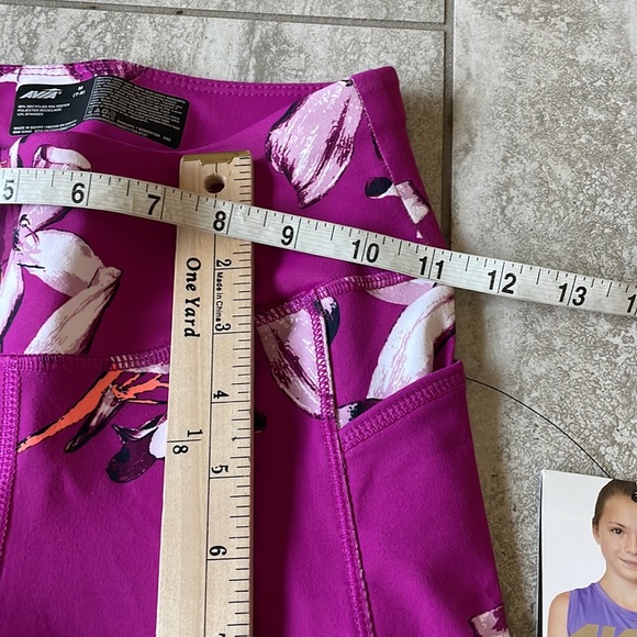 Avia leggings purple with floral design size M(7-8) for girls - Picture 4 of 6